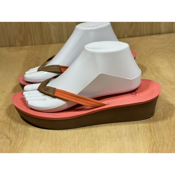 UGG RUBY SANDALS Womens 10 Coral Reef Leather Flip Flops - Picture 5 of 13